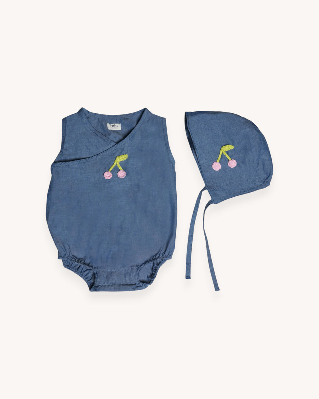 Chambray Set with Crochet Cherries