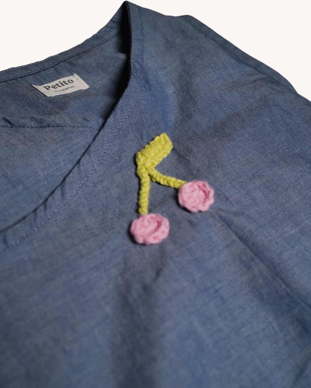 Chambray Set with Crochet Cherries